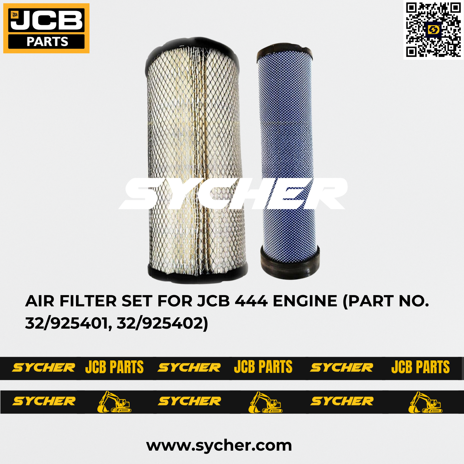 AIR FILTER SET FOR JCB 444 ENGINE (PART NO. 32/925401, 32/925402)