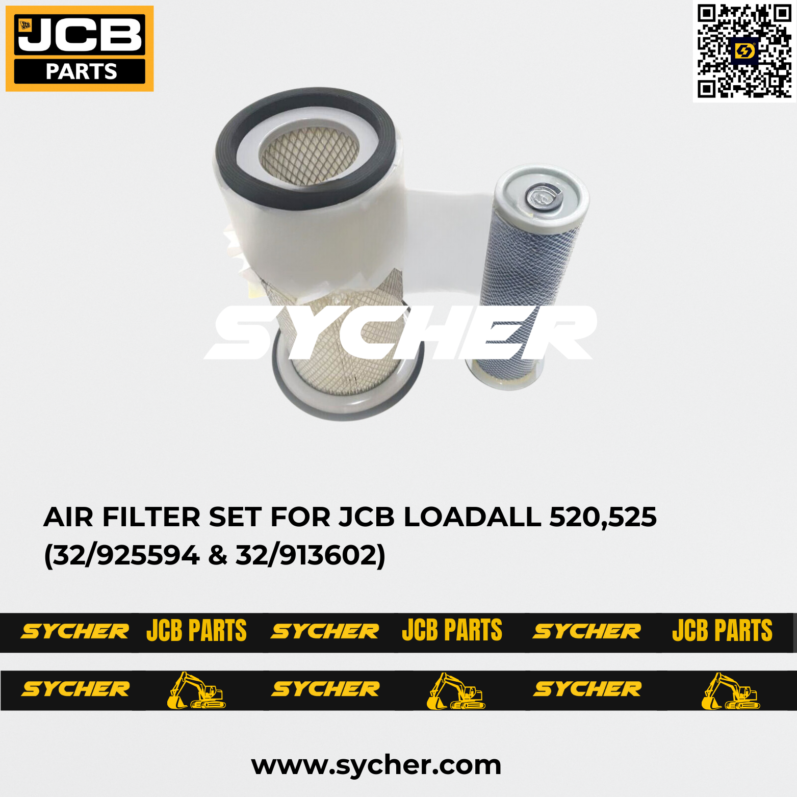 AIR FILTER SET FOR JCB LOADALL 520,525 (32/925594 & 32/913602)