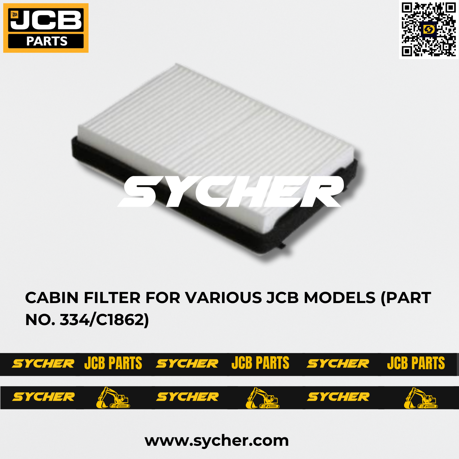 CABIN FILTER FOR VARIOUS JCB MODELS (PART NO. 334/C1862)