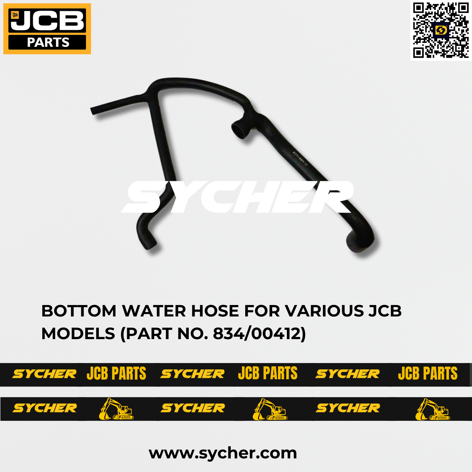 BOTTOM WATER HOSE FOR VARIOUS JCB MODELS (PART NO. 834/00412)