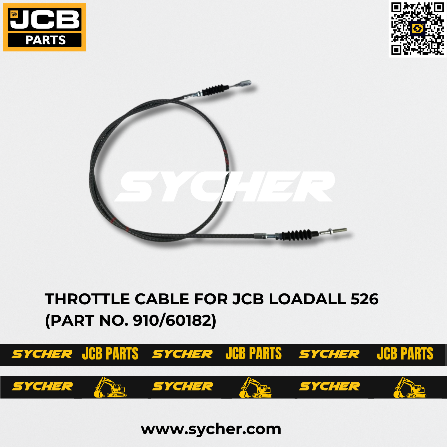 THROTTLE CABLE FOR JCB LOADALL 526 (PART NO. 910/60182)