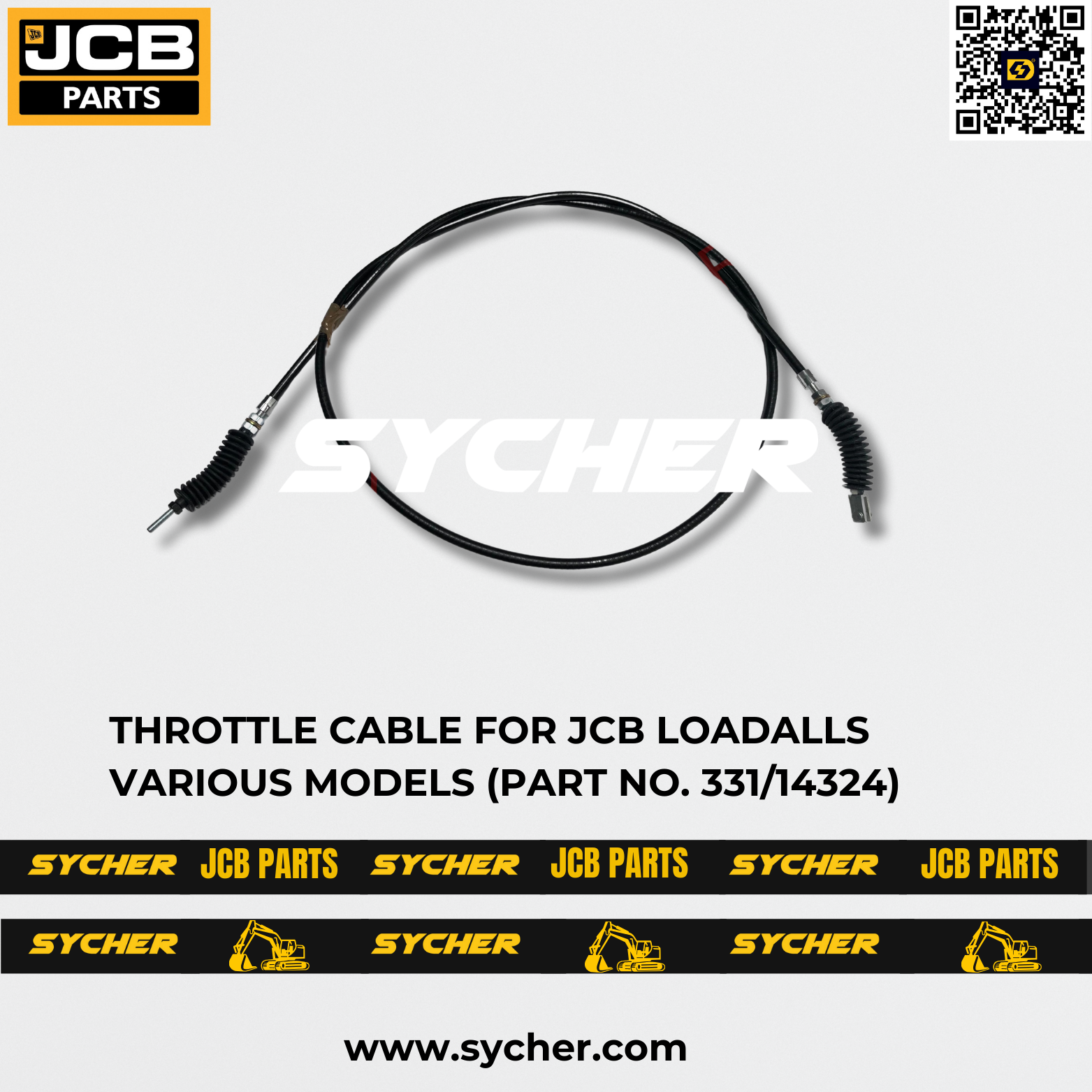 THROTTLE CABLE FOR JCB LOADALLS VARIOUS MODELS (PART NO. 331/14324)