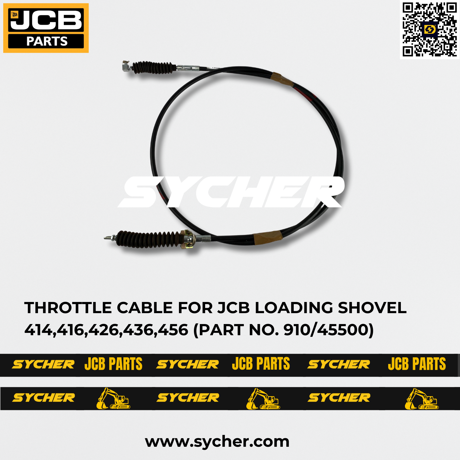 THROTTLE CABLE FOR JCB LOADING SHOVEL 414,416,426,436,456 (PART NO. 910/45500)