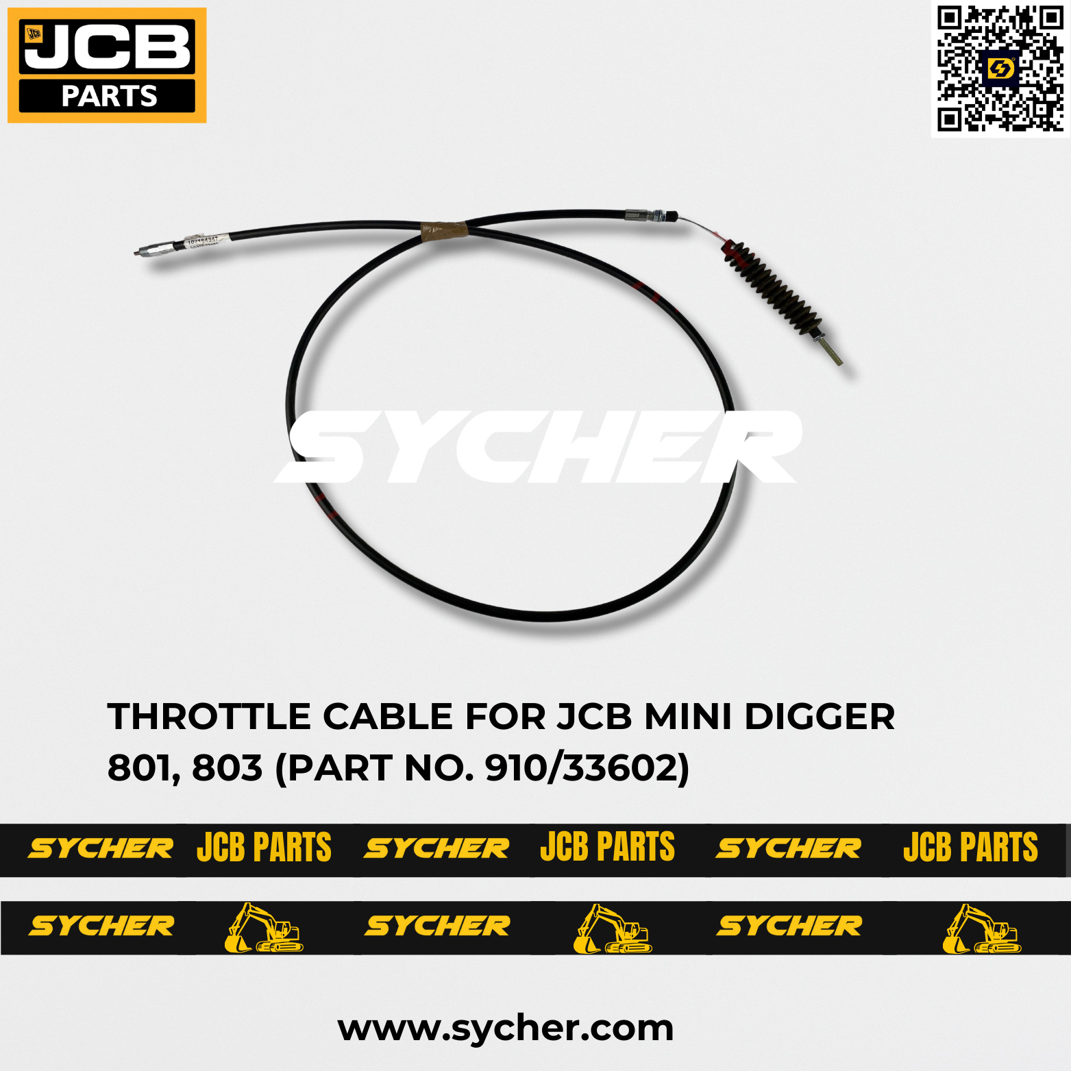 THROTTLE CABLE FOR JCB MINI DIGGER 801, 803 (PART NO. 910/33602)