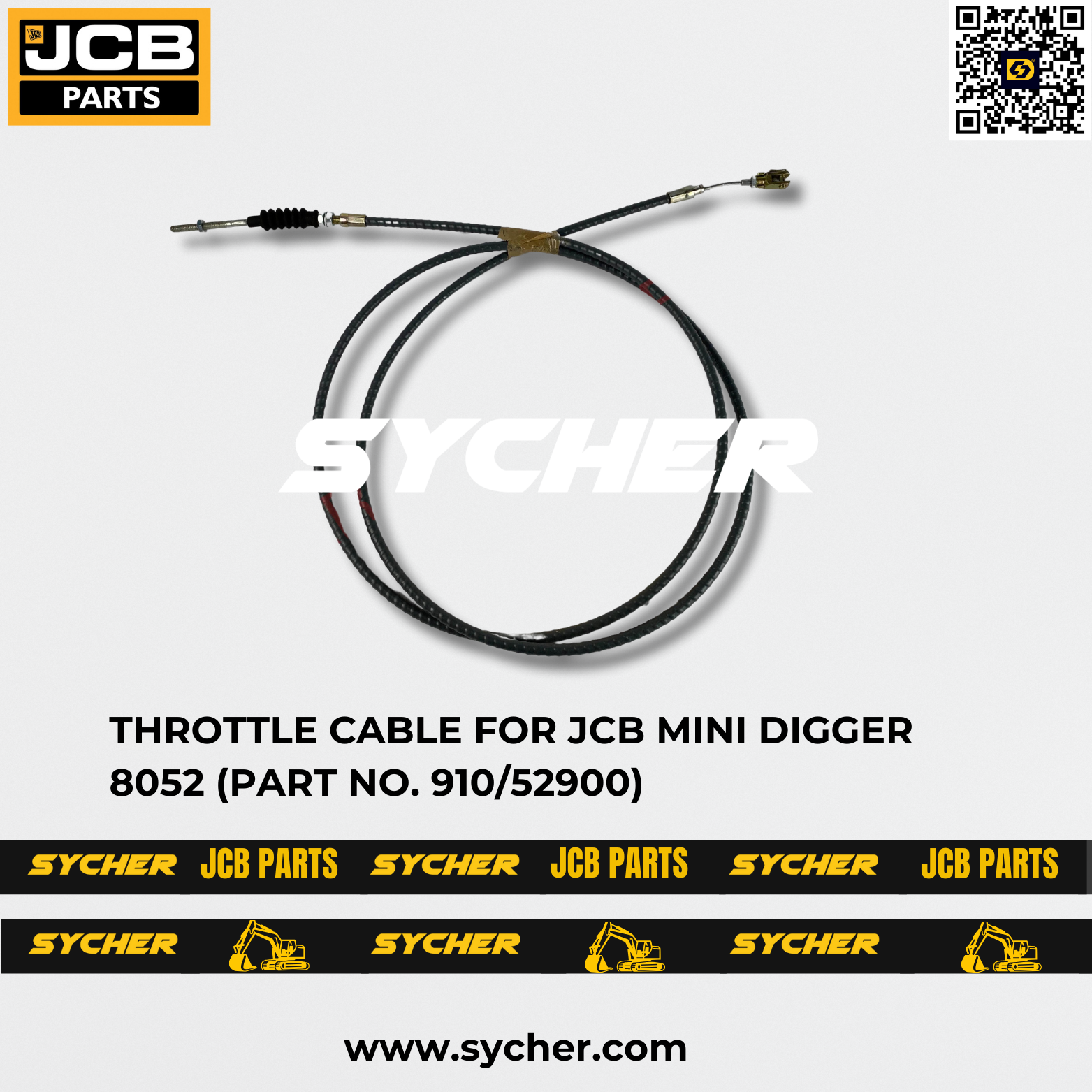 THROTTLE CABLE FOR JCB MINI DIGGER 8052 (PART NO. 910/52900)