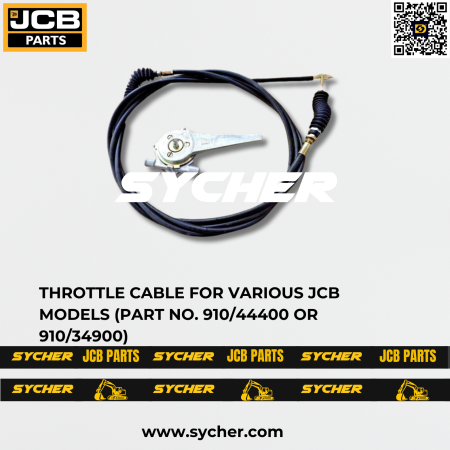THROTTLE CABLE FOR VARIOUS JCB MODELS (PART NO. 910/44400 OR 910/34900)