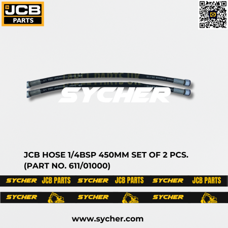 JCB HOSE 1/4BSP 450MM SET OF 2 PCS. (PART NO. 611/01000)